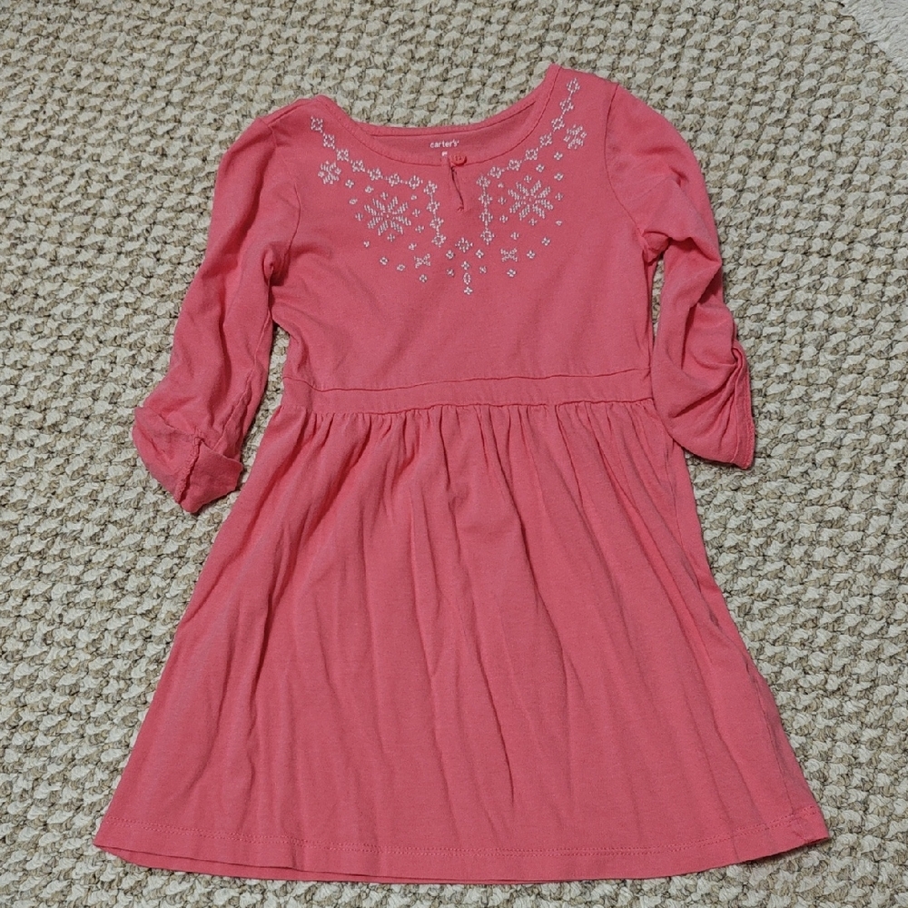 Carter's Coral Embroidered Casual Dress